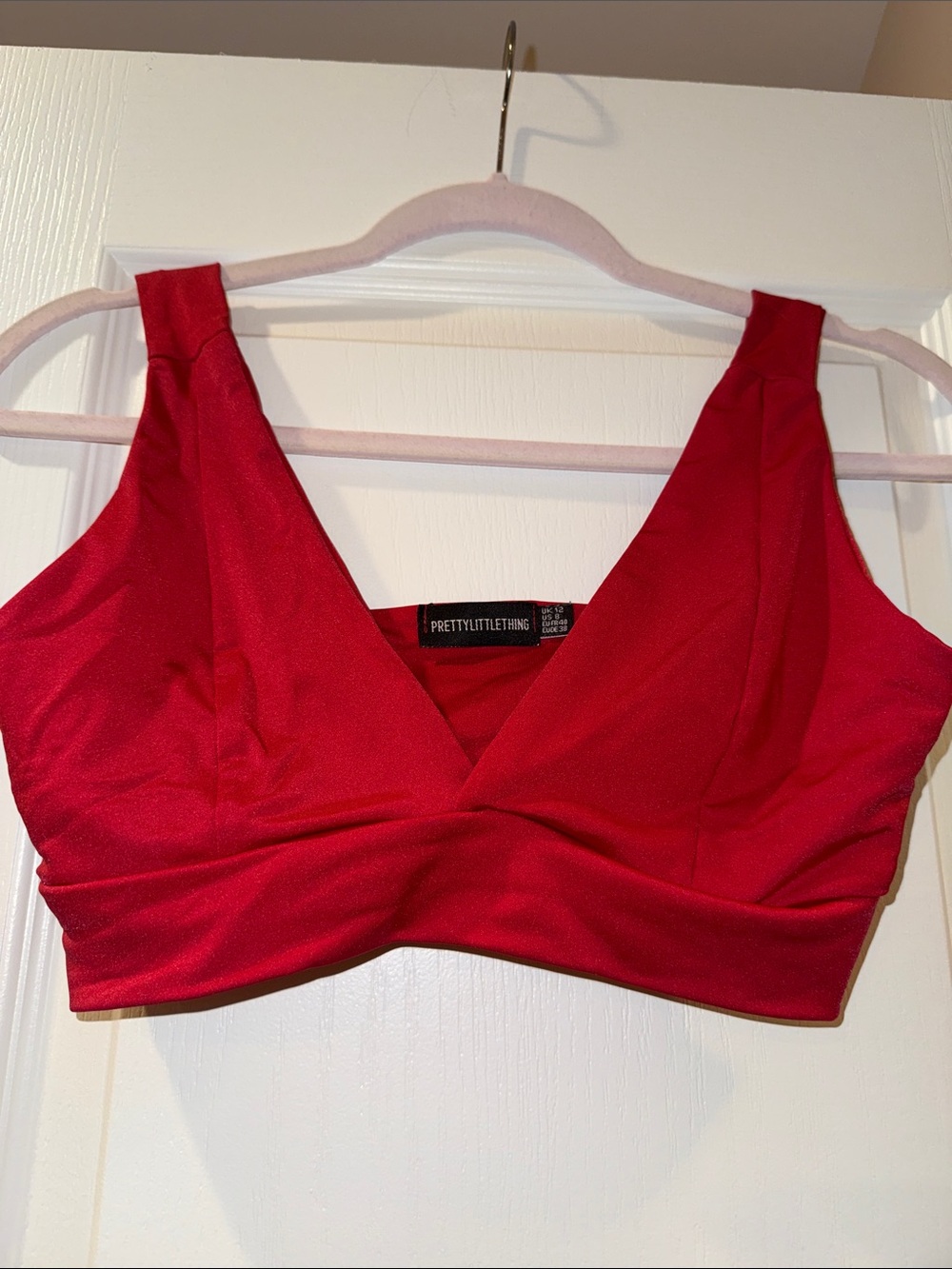 PrettyLittleThing Red V-Neck Bikini Bralette